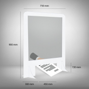 paroi de protection en plexiglass avec marquise blanche verticale 75 x 90 cm